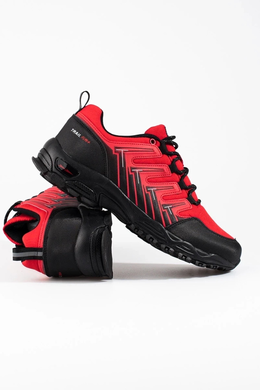 Pánske turistické topánky červenej...