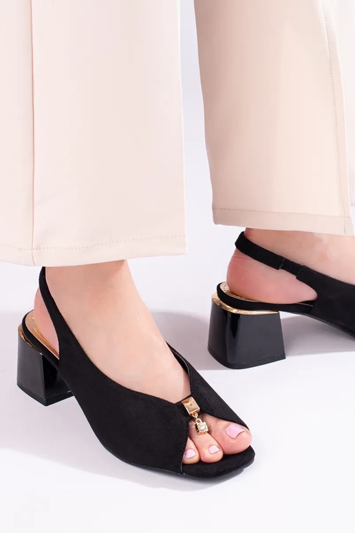 Shelovet čierne semišové sandále na... Shelovet čierne semišové sandále na...