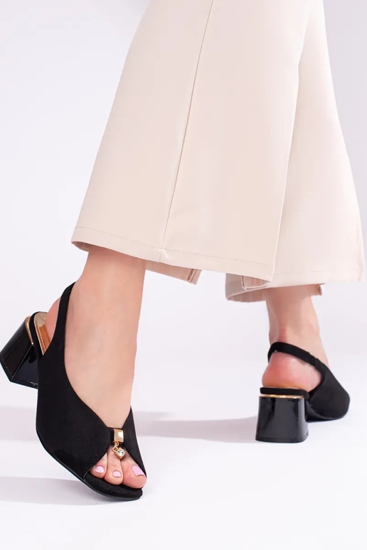 Shelovet čierne semišové sandále na... Shelovet čierne semišové sandále na...