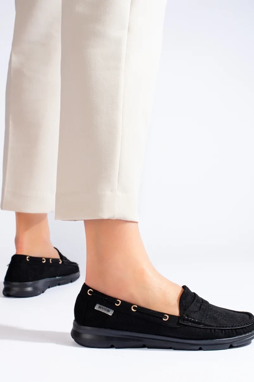 Čierne semišové mokasíny Shelovet