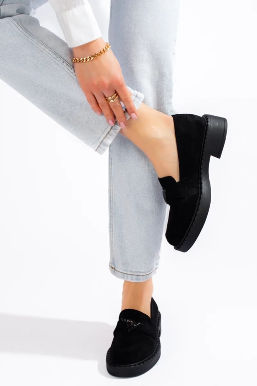 čierne semišové dámske mokasíny Potocki