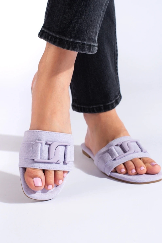 Fialové semišové dámske papuče Shelovet