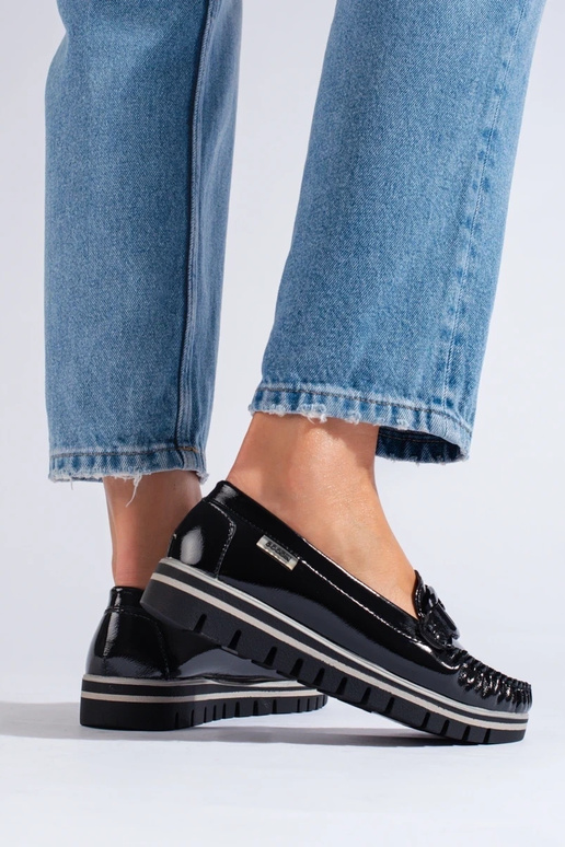 čierne mokasíny s platformou s... čierne mokasíny s platformou s...