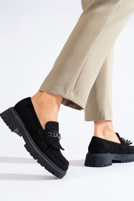 Semišové čierne dámske mokasíny Shelovet Semišové čierne dámske mokasíny Shelovet