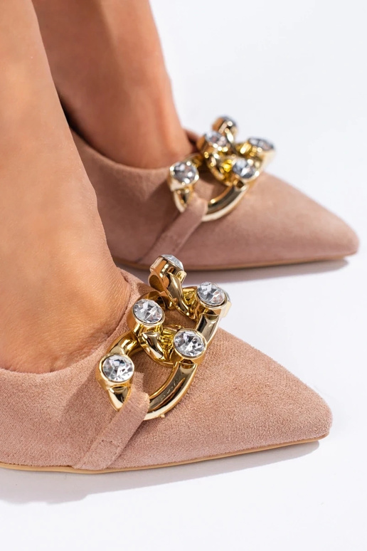 ružové semišové vysoké podpätky s...