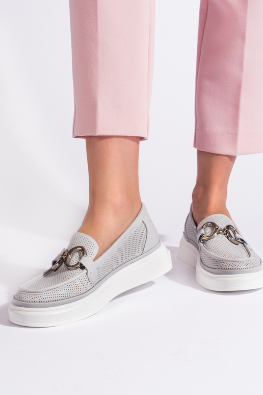 šedé dámske mokasíny