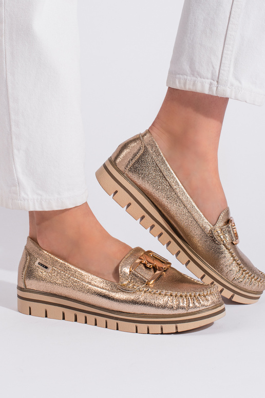 dámske mokasíny zlatej farby s...