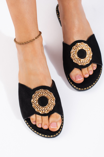 čierne semišové papuče 2