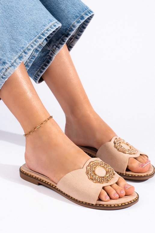 Béžové semišové papuče Béžové semišové papuče