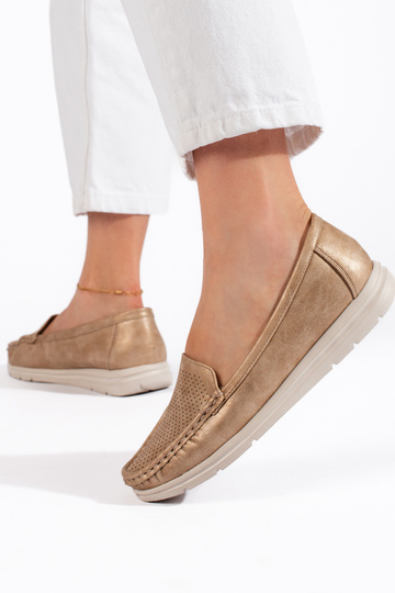 dámske mokasíny zlatej farby 2
