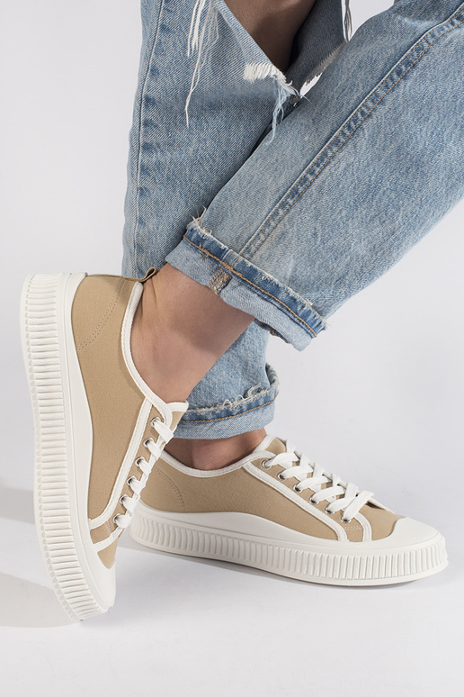 béžové Dámske topánky na platforme béžové Dámske topánky na platforme