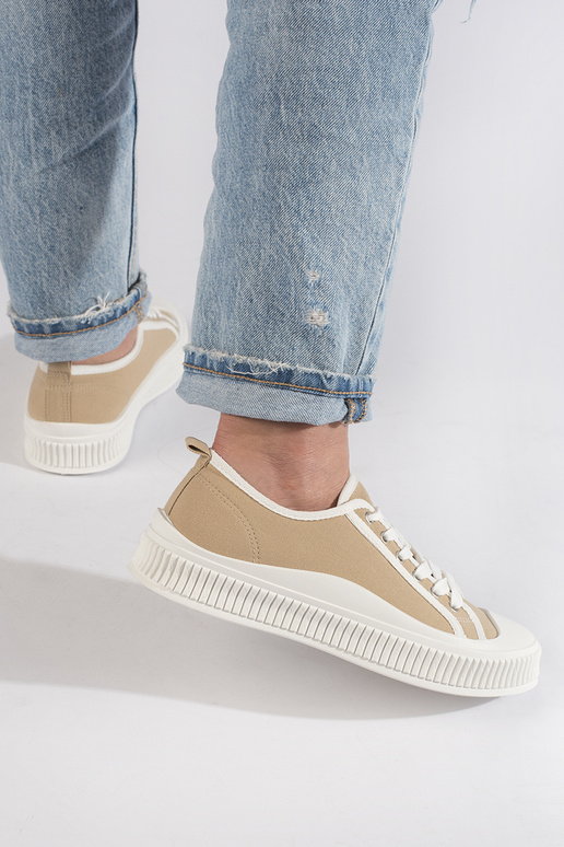 béžové Dámske topánky na platforme béžové Dámske topánky na platforme