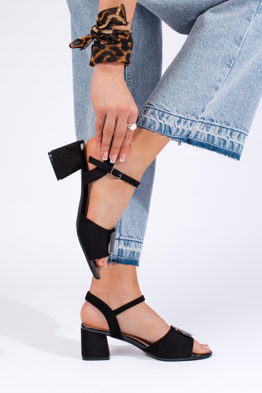 čierne sandále na podpätku Sergio Leone čierne sandále na podpätku Sergio Leone