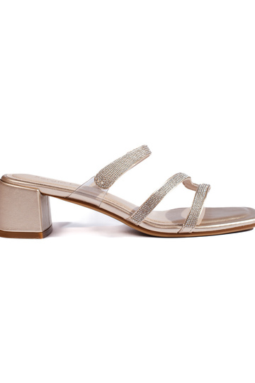 Sandále na podpätku zlatej...