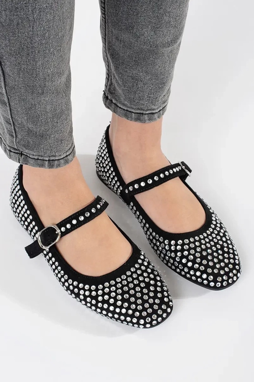 čierna dámske balerínky z ćInietkami čierna dámske balerínky z ćInietkami