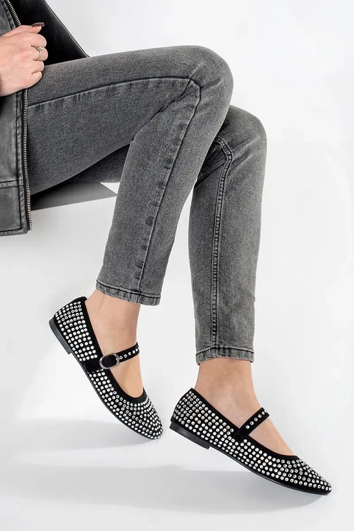 čierna dámske balerínky z ćInietkami čierna dámske balerínky z ćInietkami