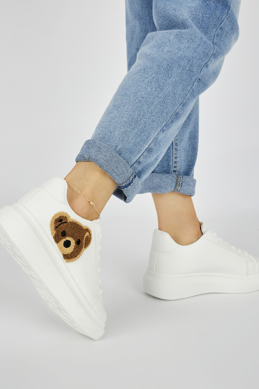 biela farba dámske tenisky s medvedíkmi biela farba dámske tenisky s medvedíkmi