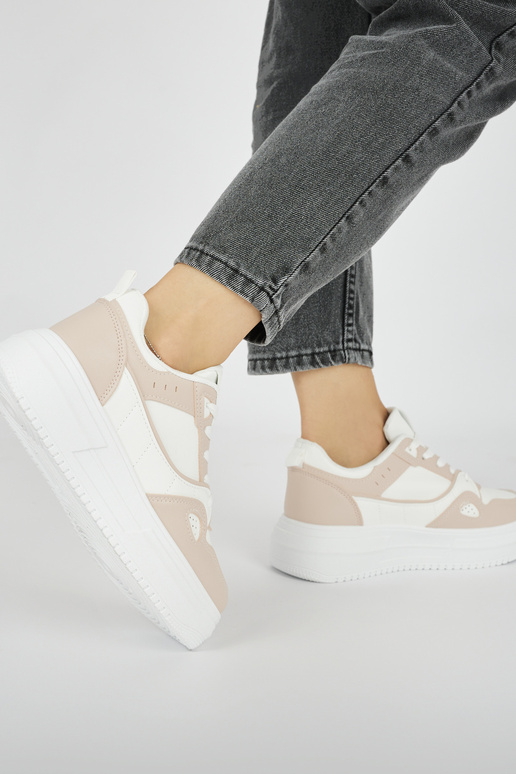 biely-Ružová dámske tenisky s platformou biely-Ružová dámske tenisky s platformou