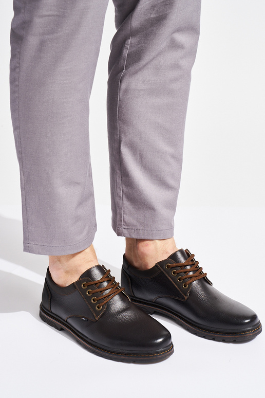 hnedé topánky na šnurovanie pre mužov