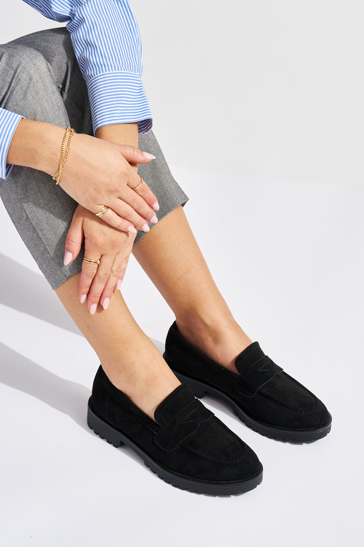 čierne semišové dámske mokasíny
