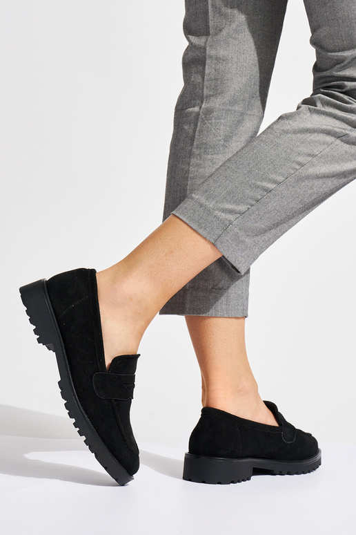 čierne semišové dámske mokasíny