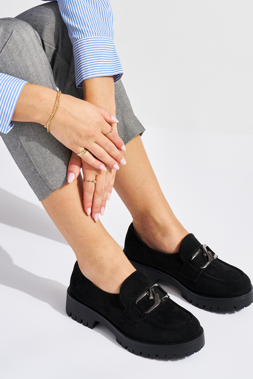 čierne semišové mokasíny pre ženy