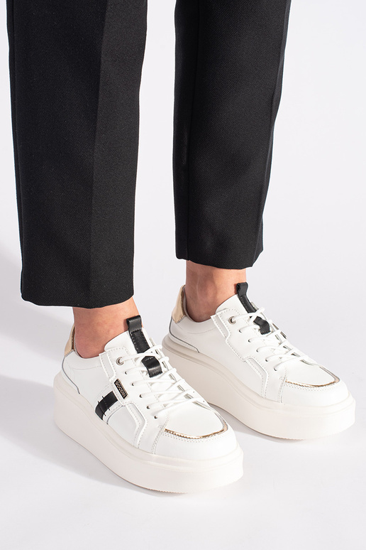 Biele kožené tenisky model topánok s...