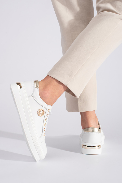 biela farba kožené Tenisky na hrubej...