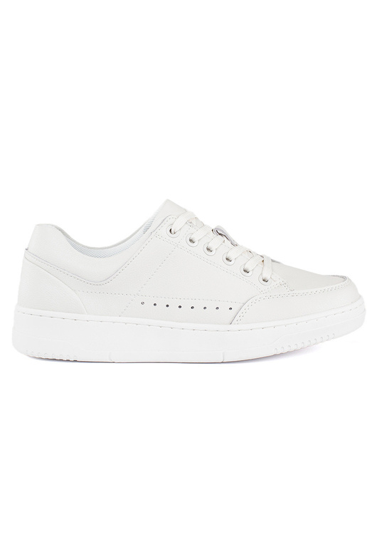 biele kožené topánky s vysokou...