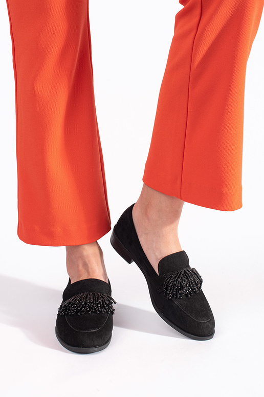 Dámske mokasíny zo semišu s korálkami