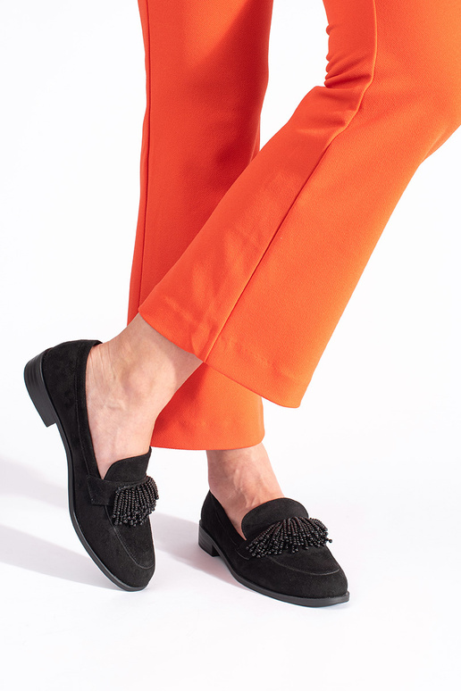 Dámske mokasíny zo semišu s korálkami