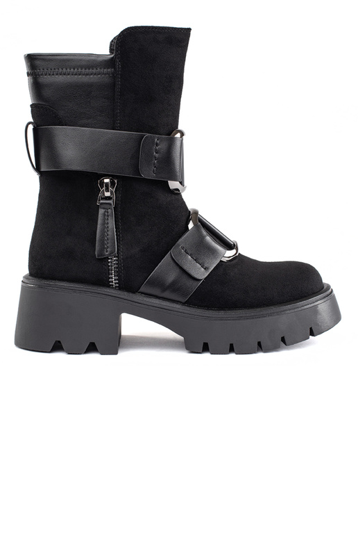 čierna zo semišu dámske čižmy s prackami