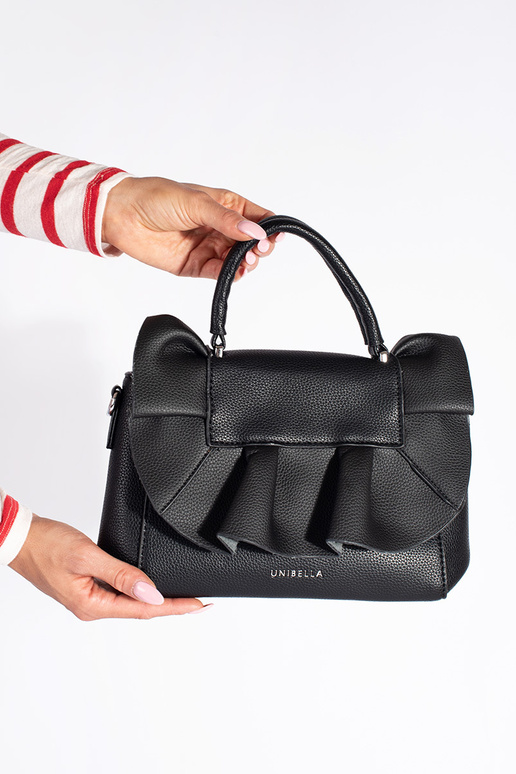 čierna elegantná kabelka z ozdobną...