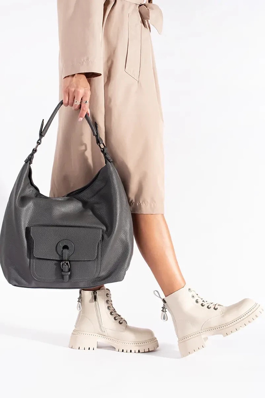 Kožené béžová zviazaný dámske čižmy Kožené béžová zviazaný dámske čižmy