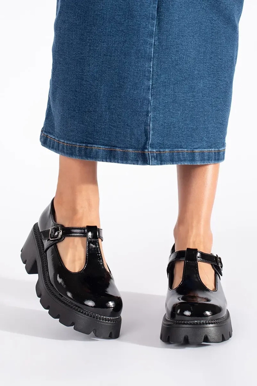 čierna lakované Dámske čižmy s...