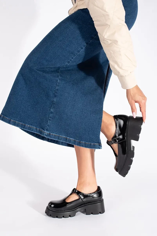 čierna lakované Dámske čižmy s...