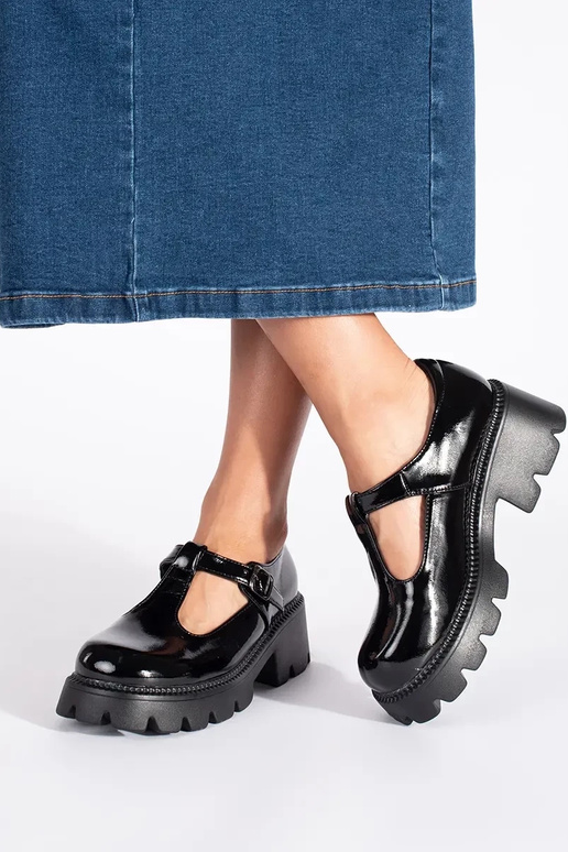 čierna lakované Dámske čižmy s...