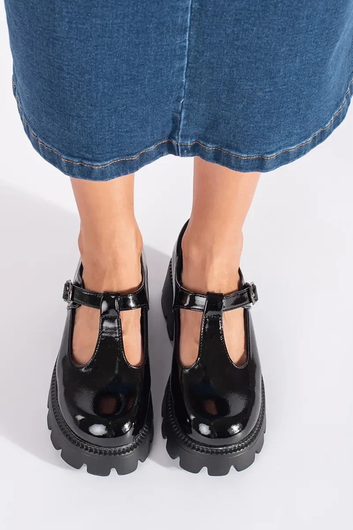 čierna lakované Dámske čižmy s...