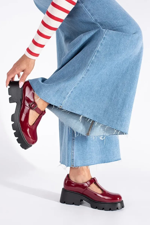 bordová lakované Dámske čižmy s...