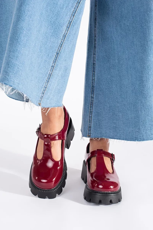 bordová lakované Dámske čižmy s...