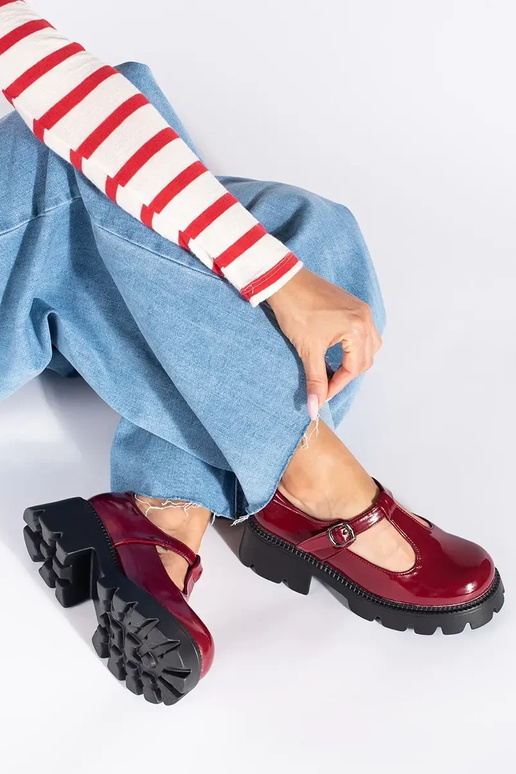 bordová lakované Dámske čižmy s...