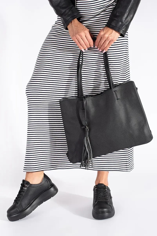 Kožené čierna Tenisky s platformou