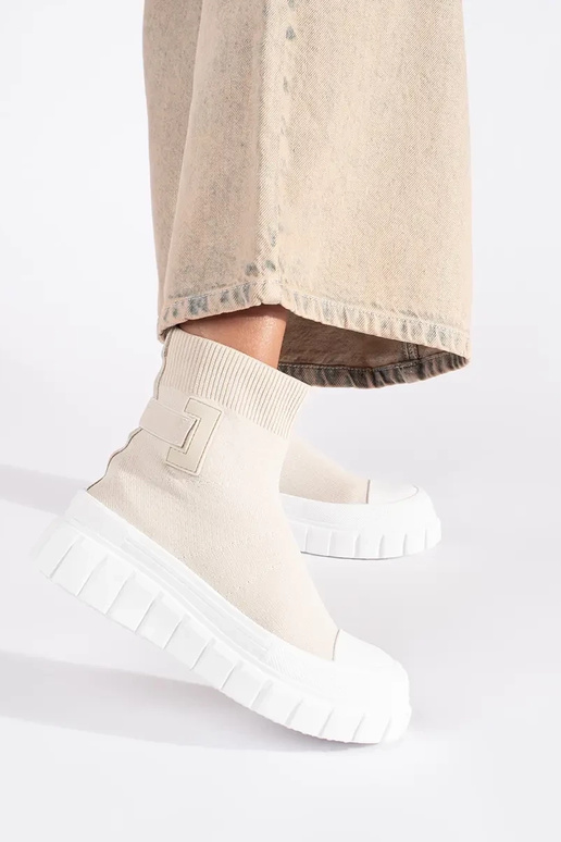 slonovinové vysoké topánky na platforme