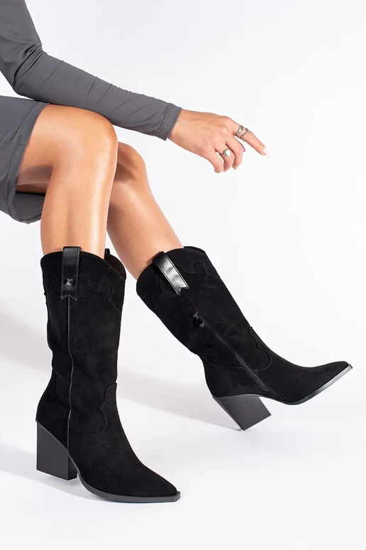 čierna zo semišu kovbojské čižmy dámske čierna zo semišu kovbojské čižmy dámske