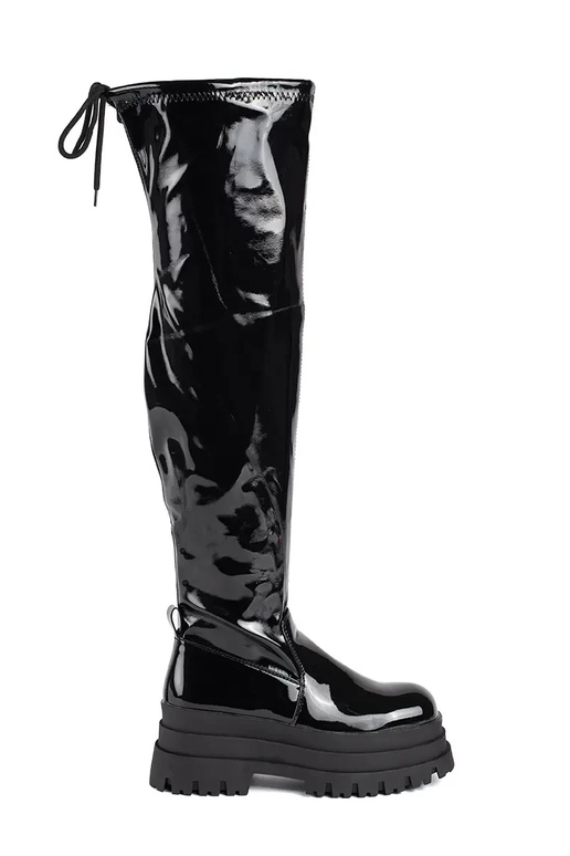 čierna lakované mušketieri s platformou čierna lakované mušketieri s platformou