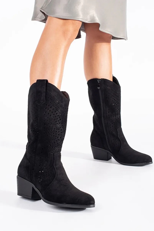 čierna prelamované kovbojské čižmy...