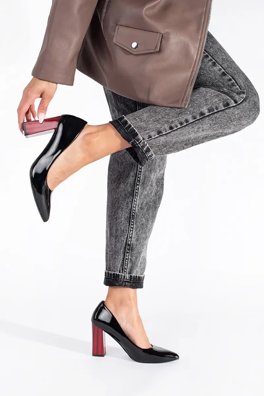 Elegantný štýl lakované čierna Vysoké...