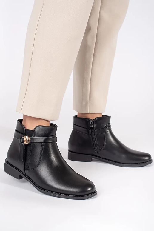 čierna dámske čižmy s popruhmi na... čierna dámske čižmy s popruhmi na...