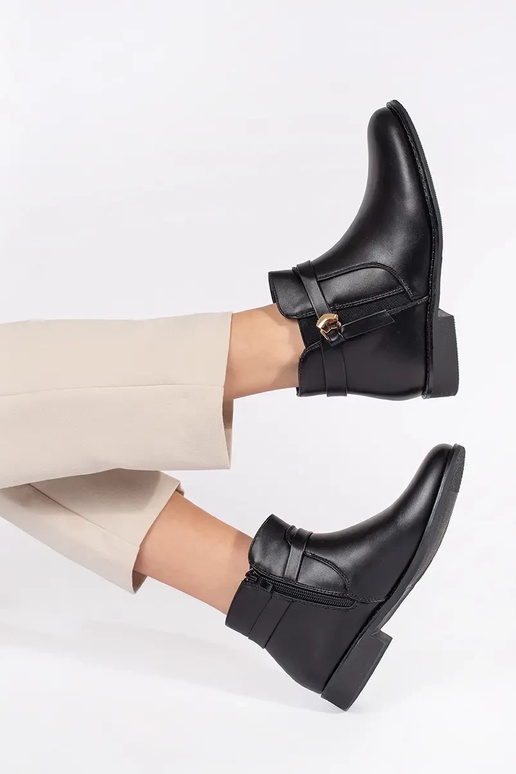 čierna dámske čižmy s popruhmi na... čierna dámske čižmy s popruhmi na...