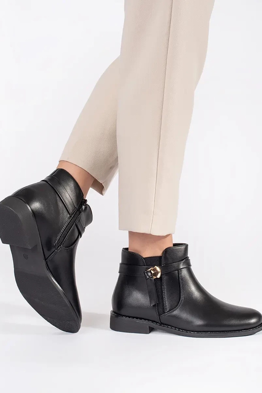 čierna dámske čižmy s popruhmi na... čierna dámske čižmy s popruhmi na...